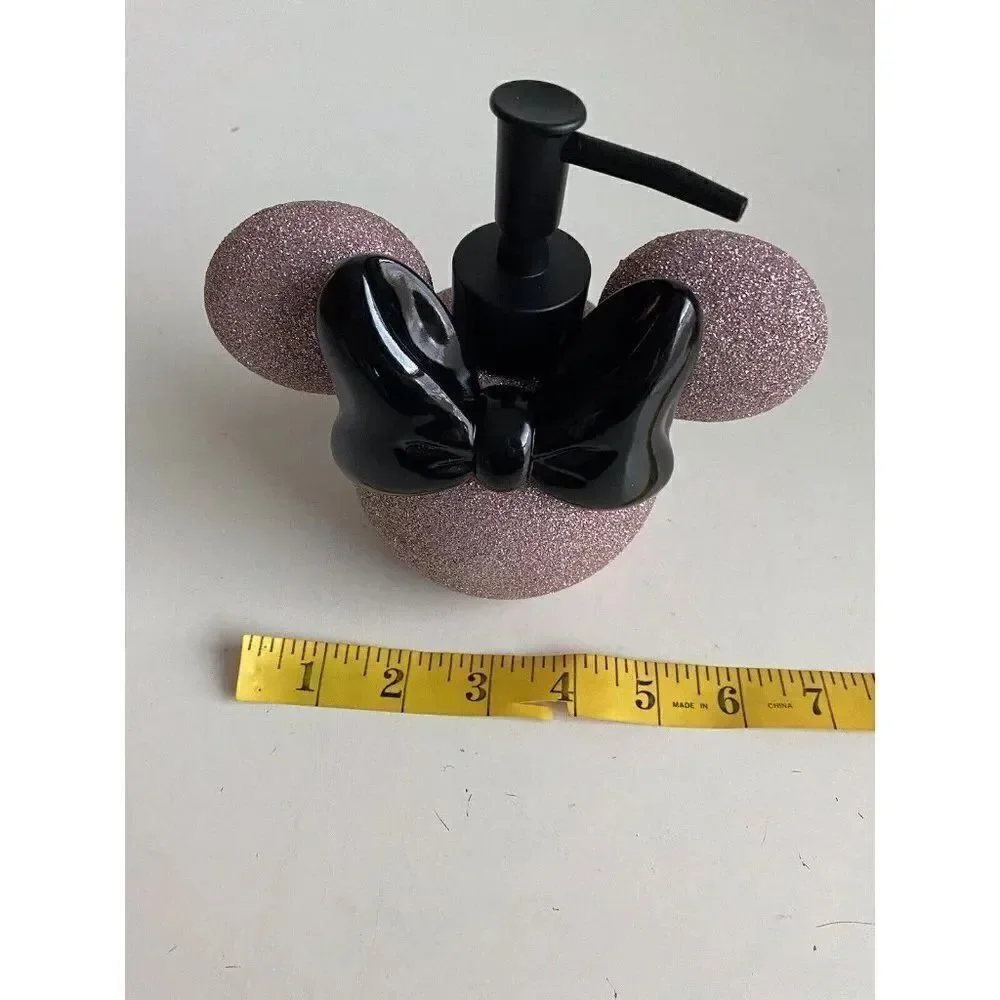 DISNEY Minnie MOUSE Rose Gold Glitter Black Ears SOAP Lotion DISPENSER With PUMP